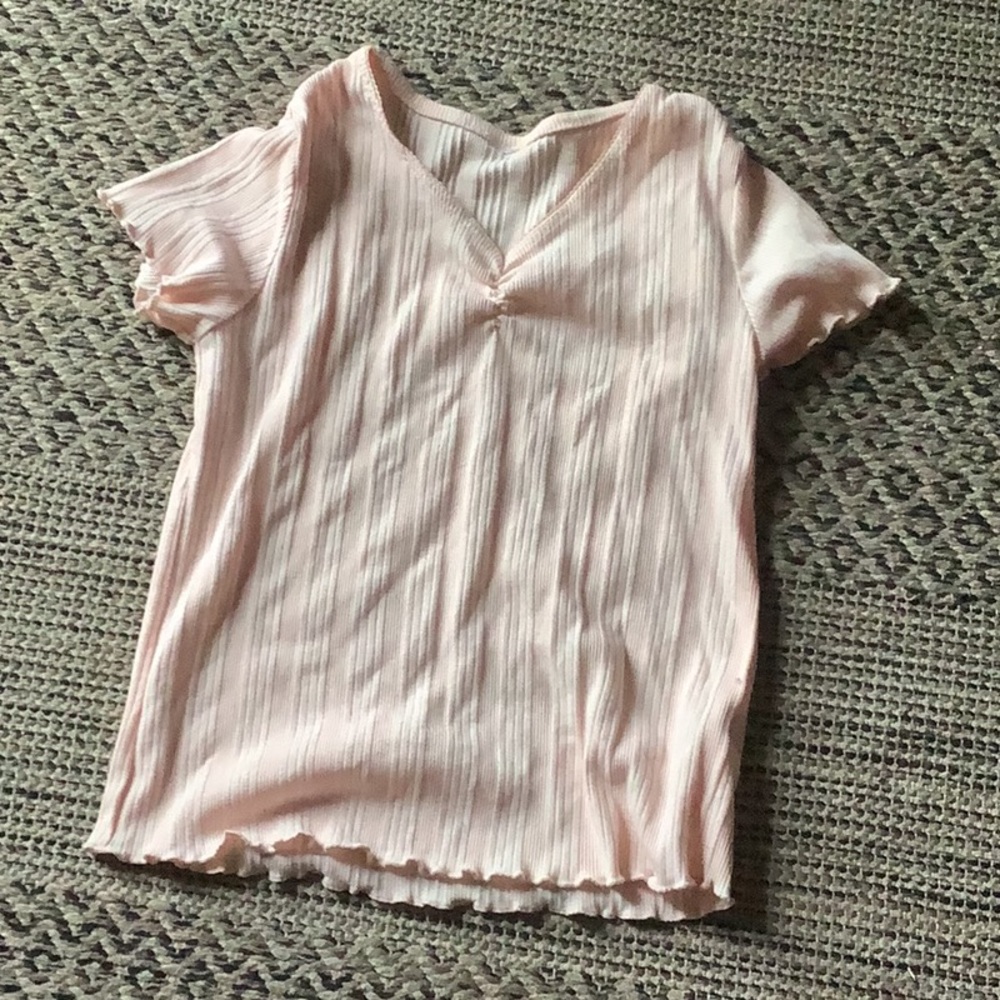 Pink kids ruffled shirt